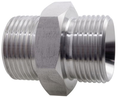 Hydraulic Hexagon Nipple BSPP/NPT 316 Stainless Steel