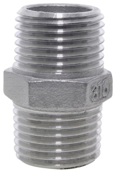 BSPT-Threaded-Hexagon-Nipple-150LB-316-Stainless-Steel