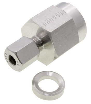 Female Pressure Gauge Coupling NPT Single Ferrule Compression 316 Stainless Steel